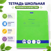 Тетрадь Hatber Premium в клетку, 12 листов, 80 г/м — зелёная